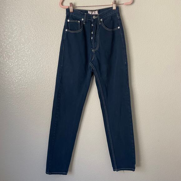 Vintage Guess Jeans Womens Size 26 Blue Denim Button Fly High Rise 90s Y2K Retro - Picture 3 of 13